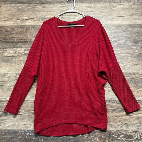 White House Black Market Sweaters - White House Black Market Red V-Neck Sweater Soft Knit